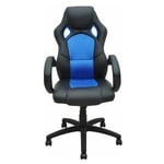 Bc-elec - bs11010-2 Siège baquet fauteuil de bureau bleu et noir, tissu et cuir