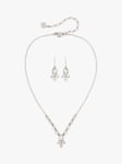 Susan Caplan Pre-Loved Givenchy Rhodium Plated Swarovski Crystals Post Earrings and Pendant Necklace Jewellery Gift Set, Dated Circa 2000s, Silver