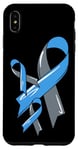 Coque pour iPhone XS Max Ruban bleu gris et bleu pour la sensibilisation au diabète Type 1 Type 2 T1 T2
