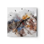 Horloge murale en verre 40x40cm Silencieuse guitare musique Wall Clock