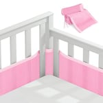 Vicloon Tours de Lit Bébé Cabane,Tour de Lit Respirant avec 4 côtés Anti-Collision,Contour de Lit pour Bébé Doublure en Maille 3D Anti-Flux d'Air,pour Nouveau-nés,Garçons et Filles（Rose）