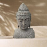 Statue extérieur zen buste de bouddha en pierre volcanique 70 cm - Gris