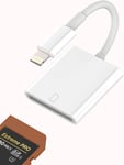 Adaptateur Lightning Pour Lecteur De Carte Sd Pour Iphone 14 13 12 11 Pro - Lecteur De Carte Numérique - Convertisseur De Carte Mémoire Externe - Accessoire De Mémoire Externe Pour Ipad Pro Air