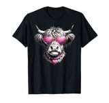 Highland Cow Lover Heart Sunglasses Western Valentine’s Day T-Shirt