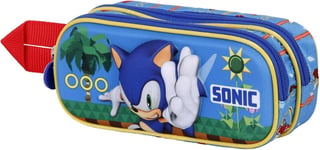 Sega-Sonic Faster-3D Double Pencil Case, Blue, 22 x 9.5 cm