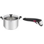 Tefal PRIMARY acier inoxydable marmite 28 cm + CV & Ingenio Poignée amovible noire, Empilable, Verrouillage sécurité 3 points, Supporte jusqu'à 10 kg, Garantie 10 ans, Fabriqué en France L9863302