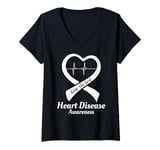 Womens Heart Disease Awareness Keep The Beat Valentines V-Neck T-Shirt