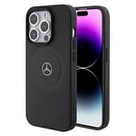 Étui Coque IPHONE 15 Pro Mercedes Cuir Véritable Cannelé Magsafe Noir