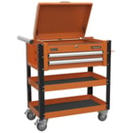 Sealey Heavy-Duty Mobile Tool & Parts Trolley 2 Drawers & Lockable Top Orange