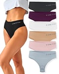 FINETOO 6-Pack String Tangas Dames Gainante Ventre Plat Ensemble de Cordes sans Couture String Respirant Femmes Slip Taille Haute sous-Vêtements Culottes Douces S-XL…