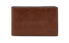 Fossil Portefeuille pour hommes Andrew, Portefeuille multifonctions en cuir écologique et garniture en PVC cognac 11,5 cm L x 1,9 cm l x 7,7 cm H ML4391222