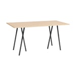 HAY Loop Stand incl. support bar table 92,5x200 cm Black-clear lacq. oak