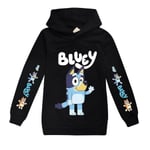 Bingo Bluey Cartoon Print Huvtröjor Barn Pojkar Flickor Casual Hoody Sweatshirt Jumper Huvtröja Toppar Black 9-10 Years