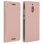 Slim flip wallet case, Business series for Nokia 2.1 – Rose Gold