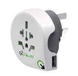 Q2 Power Adaptateur de Voyage USB Monde vers Australie / Chine - Blanc/Gris