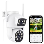 2K 6MP Dual Lens Outdoor Security Camera, 360° PTZ Home Security WiFi Camera, CCTV Camera with Auto-Tracking, Human Detection, 30m Color Night Vision, Two-Way Audio, IP66, Compatible with Alexa (1P)