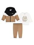 BOSS Newborn Baby Boys Gift Boxed Tracksuit & T-shirt Set - Beige, Beige, Size 18 Months