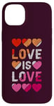 Coque pour iPhone 14 Plus Lesbienne, Cœurs, L'amour est l'amour, Fierté LGBT