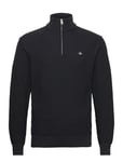 Cotton Texture Halfzip Tops Knitwear Half Zip Jumpers Black GANT