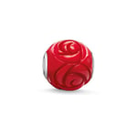 Thomas Sabo Women Men-Bead Red Rose Karma Beads 925 Sterling Silver Dyed Bamboo Coral Red K0038-590-10