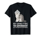 Conspiracy Cat in Tin Foil Hat Government T-Shirt