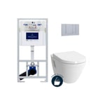 Pack wc bâti-support + wc suspendu Vitra S50 + Abattant softclose + Plaque chrome (ViConnectS50-3) - Villeroy&boch