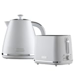 Daewoo Stirling Pyramid Kettle 1.7L & 2 Slice Toaster SET WHITE- SDA2623/SDA2626