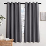 KGORGE Rideau Occultant - Rideau Thermiques Isolant Anti Froid et UV, Lot de 2 Rideaux Opaque Draperies Intérieurs Decoration pour Maison Chambre Fenetre avec Œillets, 140x175 cm, Gris