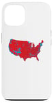 Coque pour iPhone 13 Red Wave Carte des États-Unis dans l'élection présidentielle de 2024