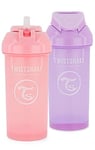 Twistshake 2x Biberon Anti-Colique Avec Récipient Pour Lait En Poudre Et Mélangeur - 330ml | Tétine En Silicone À Écoulement Rapide | Biberon Sans BPA | 4+ Mois | Rose