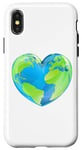 Coque pour iPhone X/XS Globe terrestre en forme de cœur