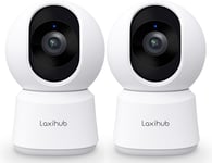 LAXIHUB 2K Indoor Camera 2 Pack,Pet Dog Camera with App,Puppy Cam,360° Mode,Wifi