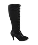 Joe Browns Femme Bottes Montantes à Lacets en Faux Daim brodé bohème Haute Jusqu'au Genou, Noir, 38 EU Large