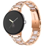 Google Pixel Watch 3 41mm Armband i metall med fina stenar, Rosegold Pearl