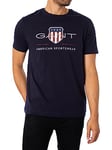 GANT Men's REG Archive Shield SS T-Shirt, Denim Blue Mel, 3XL