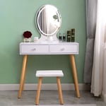 Llb Living Life Bed - Coiffeuse table de maquillage au design moderne avec miroir led tiroirs et tabouret Serena