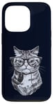 Coque pour iPhone 13 Pro Chat ringard tenant une souris d'ordinateur mignon chaton geek