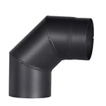 FIREFIX R150/BO Senotherm Coude de tuyau de poêle en acier de 2 mm d'épaisseur 150 mm de diamètre pour poêles et foyers Noir 90° Sans porte de nettoyage