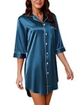 Sumeyuyu Robe de Nuit en Satin pour Femme,Chemise de Nuit pour Femmes Satin Col en V Vêtement de Nuit pour Femme