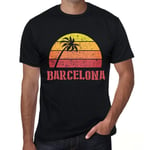 Homme Tee-Shirt Palmier Plage Coucher De Soleil À Barcelone - Palm, Beach, Sunset In Barcelona - T-Shirt Graphique Éco-Responsable Vintage Cadeau Nouveauté