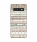 Coque Galaxy S10 PLUS effet Bois Aztec ethnique rose blanc