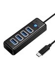 ORICO HUB USB-C to 4x USB 3.0 5Gbps 0.15m Black USB-hub - USB 3.0 - 4 porter - Svart