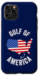 Coque pour iPhone 11 Pro Golfe des États-Unis Amérique Carte drôle Golfe du Mexique Drapeau USA 4 juillet