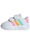 adidas Grand Court 2.0 Shoes Kids Mixte Enfant Sneaker, Cloud White Pulse Mint Beam Pink, 20 EU