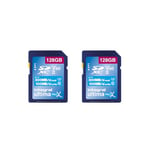 Integral Carte SD UHS-II 128 GB Pack de 2 V60 Jusqu'à 300 Mo/s en Lecture et 100 Mo/s en écriture 1733X SDXC Carte Mémoire Professionnelle Haute Vitesse