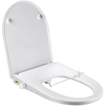 SAMODRA Abattant WC Forme O Bidet Cuvette Toilette Seat Cuvette Toilette Lunette Bidet Toilettes WC Avec Frein De Chute Lavage Des Hanches, Lavage FéMinin & Auto - Nettoyage (Forme D)