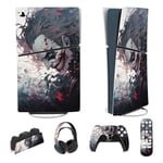 PlayVital Full Set Skin Sticker for ps5 Slim Console Digital Edition (The New Smaller Design), Vinyl Skin Decal Cover for ps5 Controller & Headset & Charging Station & Media Remote - Killing Clown