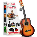 Pyle Guitare acoustique classique 91,44cm pour débutant–Guitare 3/4 junior en bois de tilleul avec 6 cordes en nylon, housse, accordeur, médiators, sangle, pour les débutants et les adultes, SunBurst