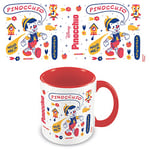 Mug Disney Pinocchio (Who Me? Design) 325 ml en céramique blanche, intérieur rouge vif, poignée rouge vif – Produit officiel