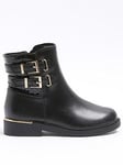 River Island Buckle Boots - Black, Black, Size 2 Older